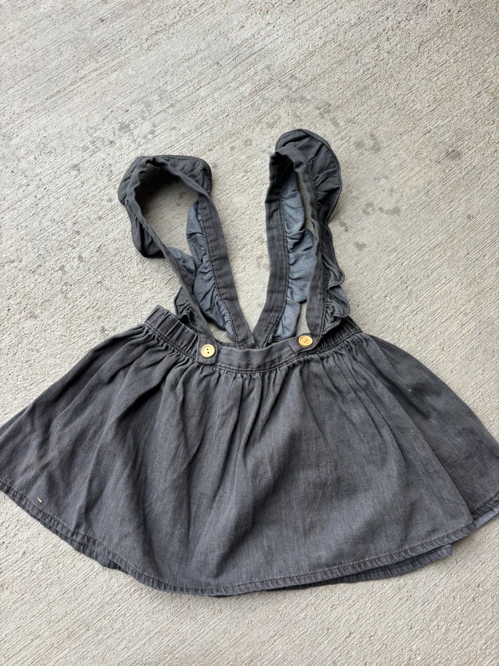 Zara Girls Black Pinafore Skirt with Button Straps
